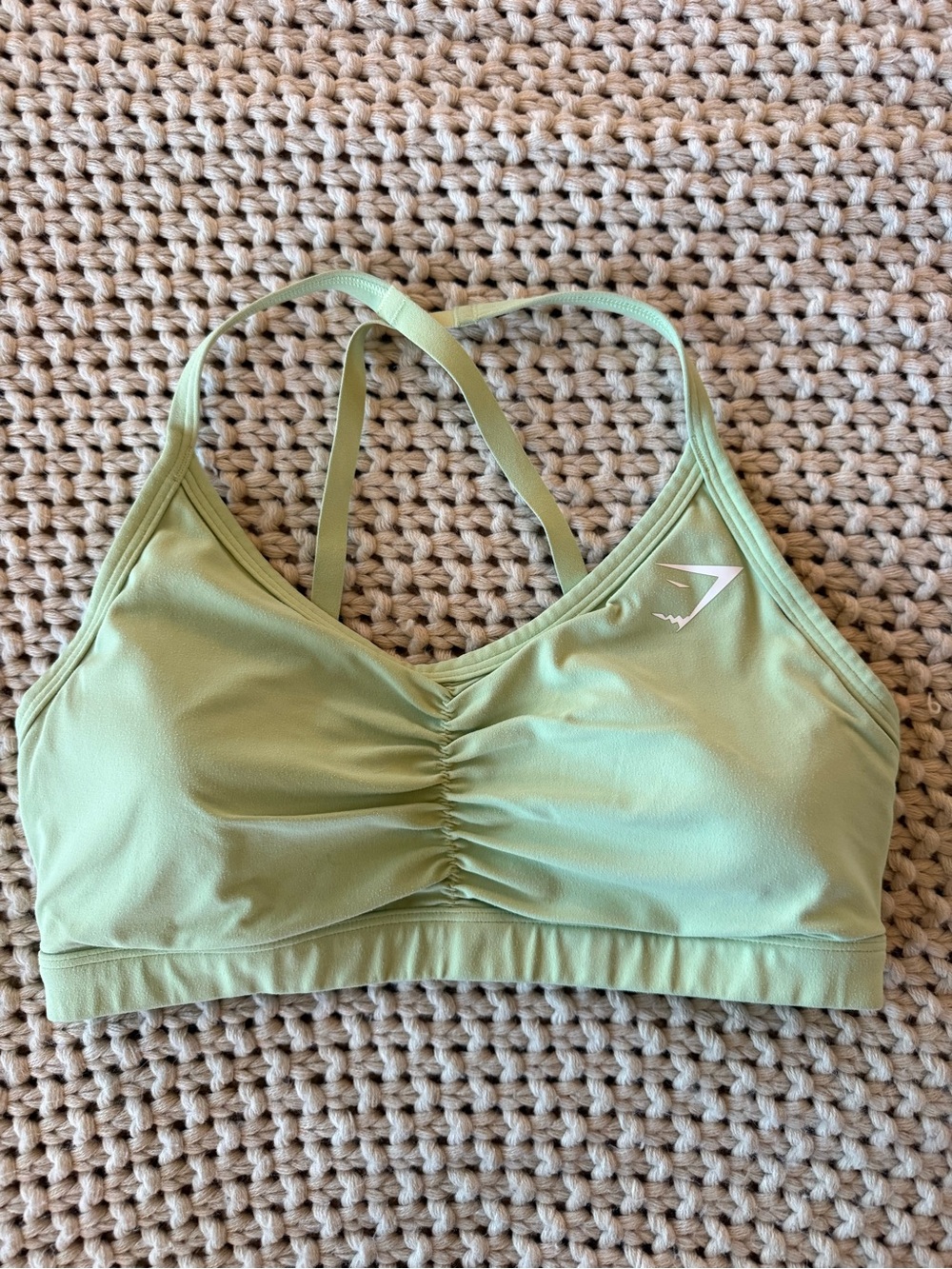 Gymshark Pistachio Ruched Strappy Sports Bra